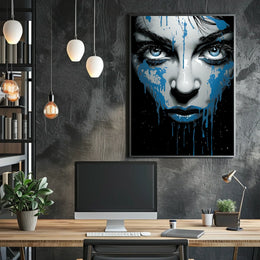 Striking Blue-Eyed Woman Abstract Art Poster
