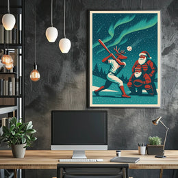 Reindeer Baseball Night Poster