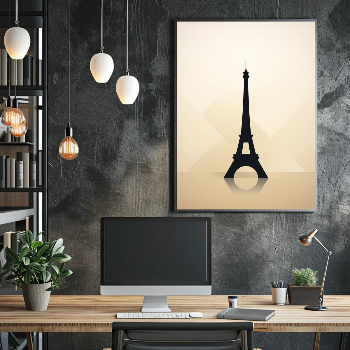 Eiffel Tower Silhouette Minimalist Paris Travel Art Poster
