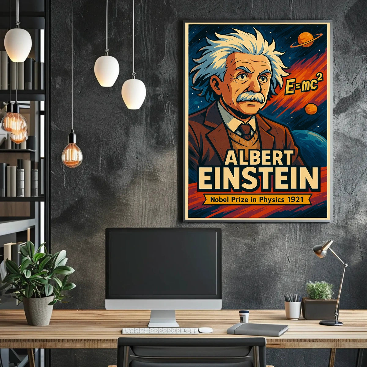 Einstein Nobel Prize Physics 1921 Vintage Science Poster