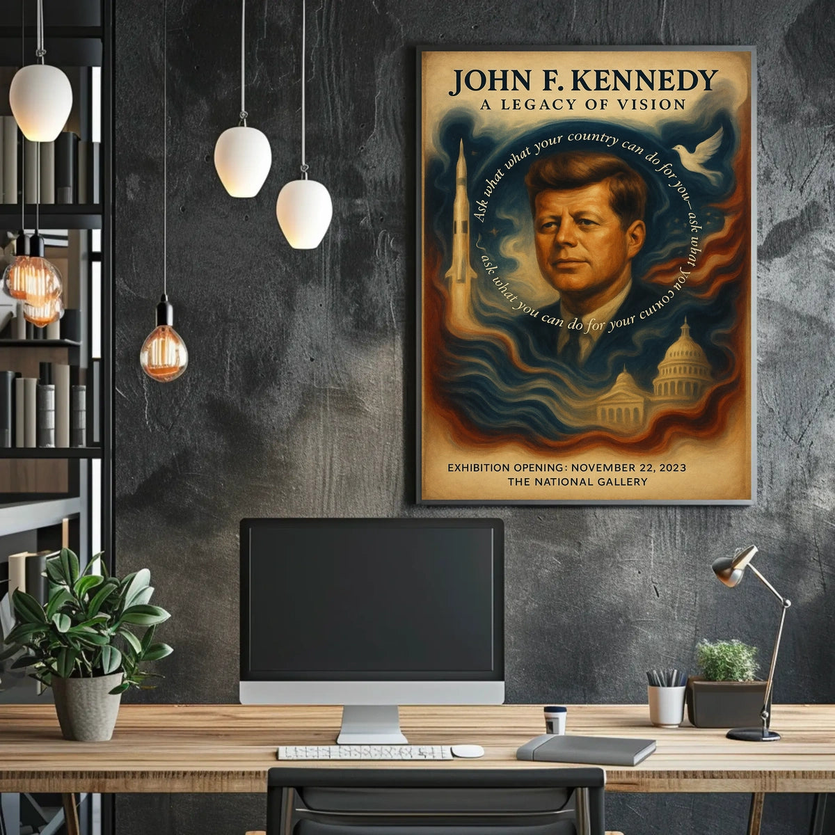 John F. Kennedy Visionary Leadership Vintage Poster
