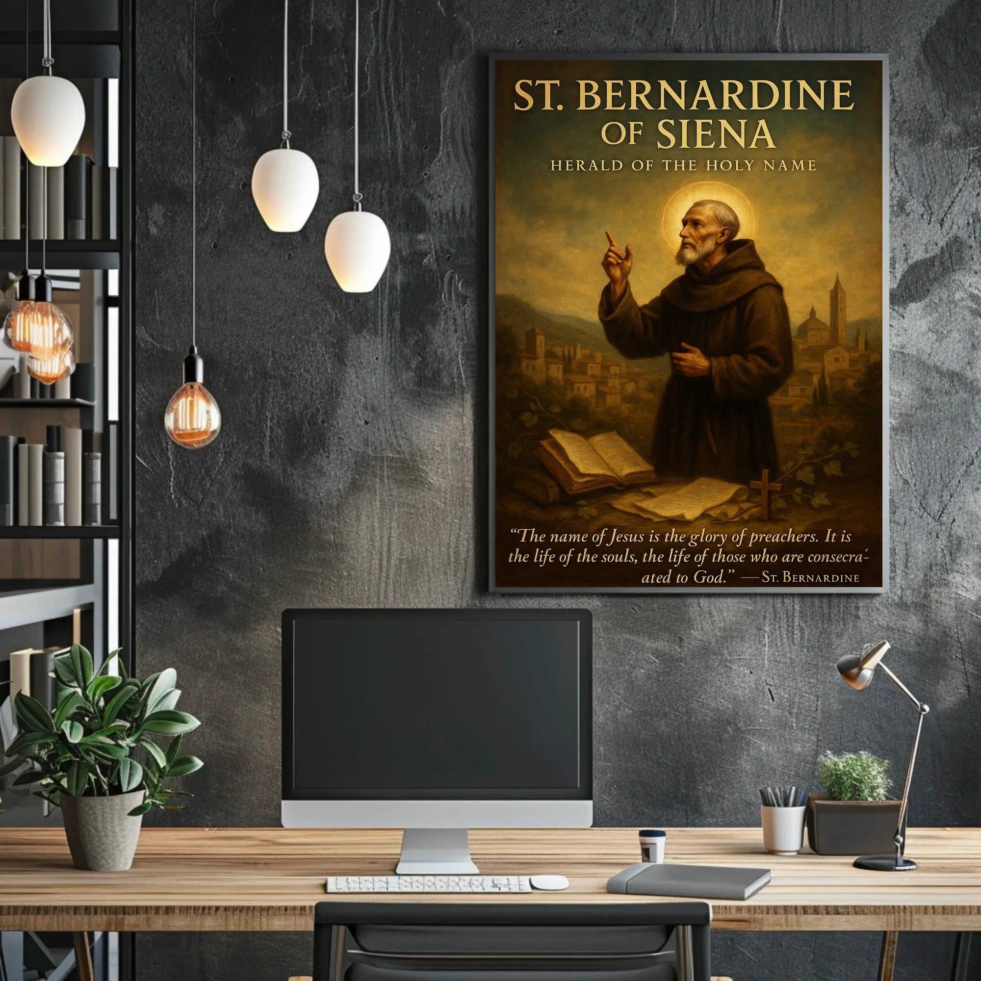 St Bernardine Of Siena Religious Poster Vintage Print