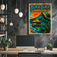 Tropical Bora Bora Vintage Travel Poster PosterGoat