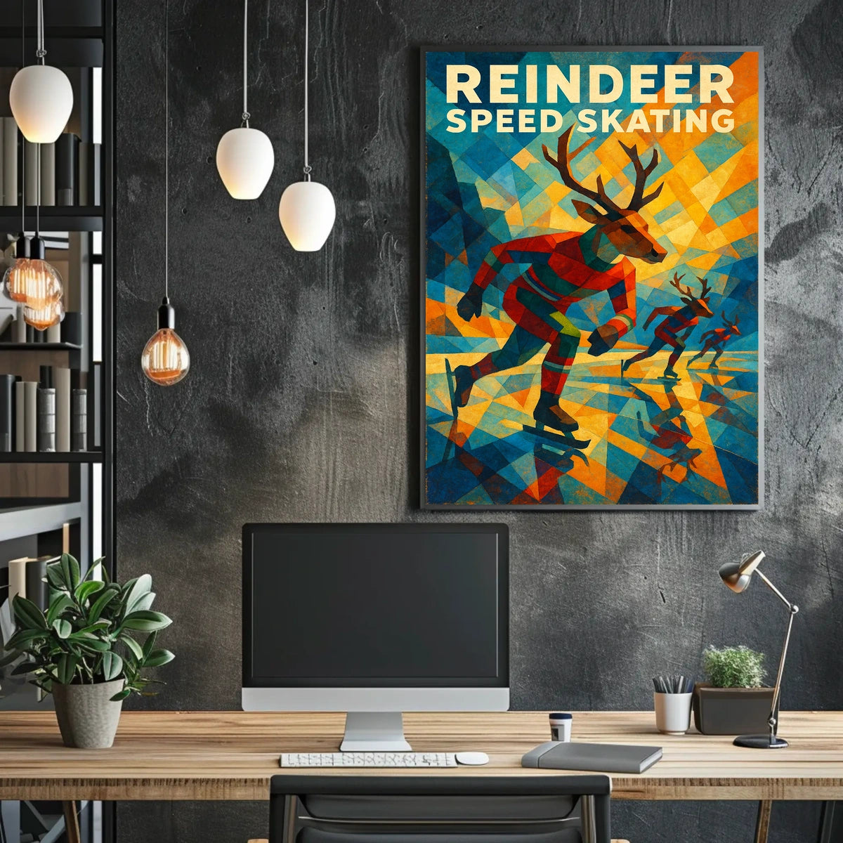 Reindeer Speed Skating Poster