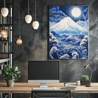 Mount Fuji Moonlit Tranquility Cultural Heritage Poster
