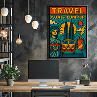 Kuala Lumpur Adventure Retro Travel Poster