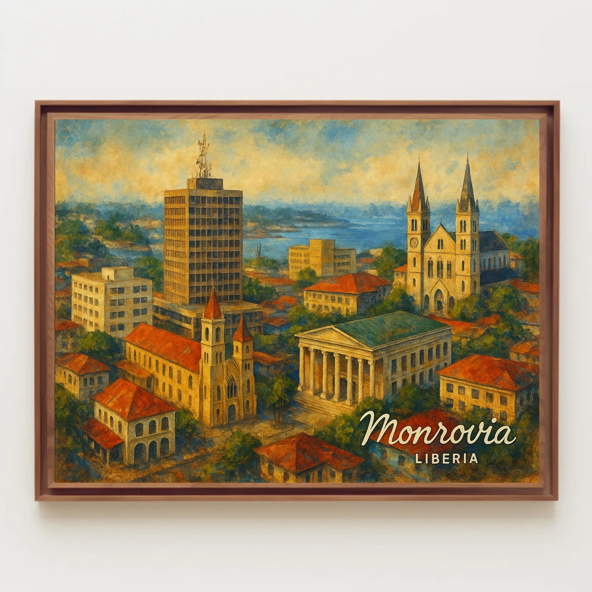 Monrovia Liberia Skyline Digital Painting Travelers Poster