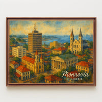 Monrovia Liberia Skyline Digital Painting Travelers Poster