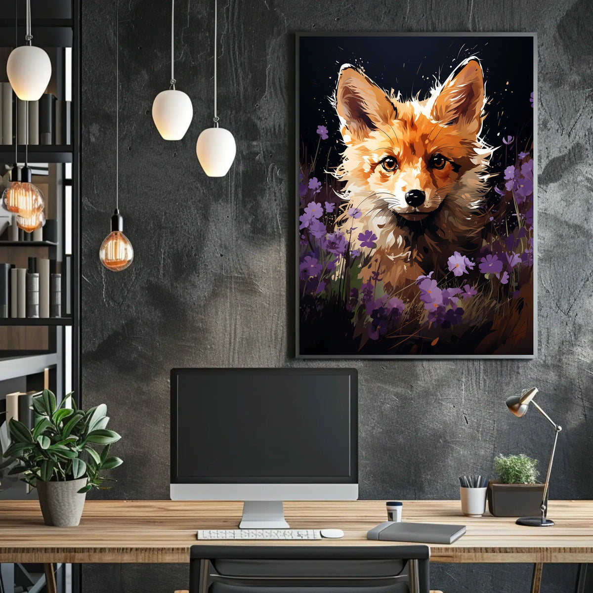 Vivid Fox in Enchanting Floral Wonderland Poster