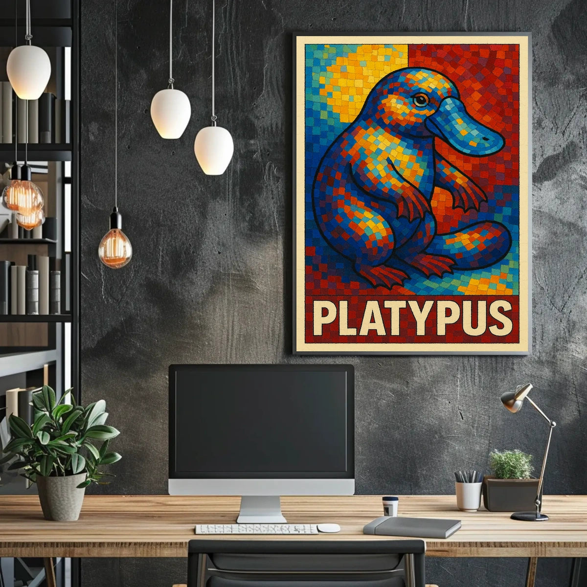 Vibrant Platypus Mosaic Poster
