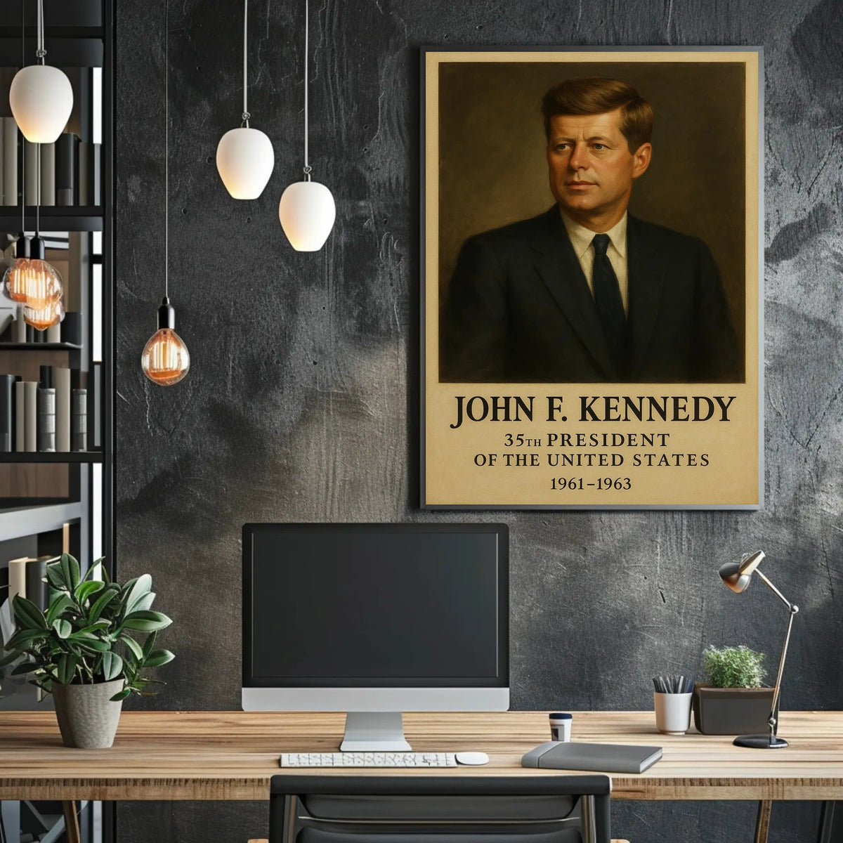 John F. Kennedy Portrait from 1960s Historical Presidential Poster