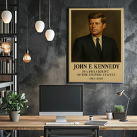 John F. Kennedy Portrait from 1960s Historical Presidential Poster