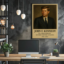 John F. Kennedy Portrait from 1960s Historical Presidential Poster