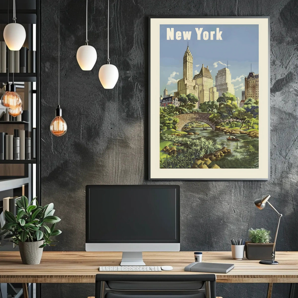 New York City Urban Cityscape Poster Vintage Wall Art