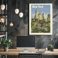 New York City Urban Cityscape Poster Vintage Wall Art