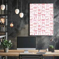 Pink Bow Artwork: Modern Design Feminine Abstract or Artistic Poster PosterGoat