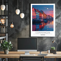 Copenhagen Nyhavn Twilight Scene Urban or Cityscape Poster