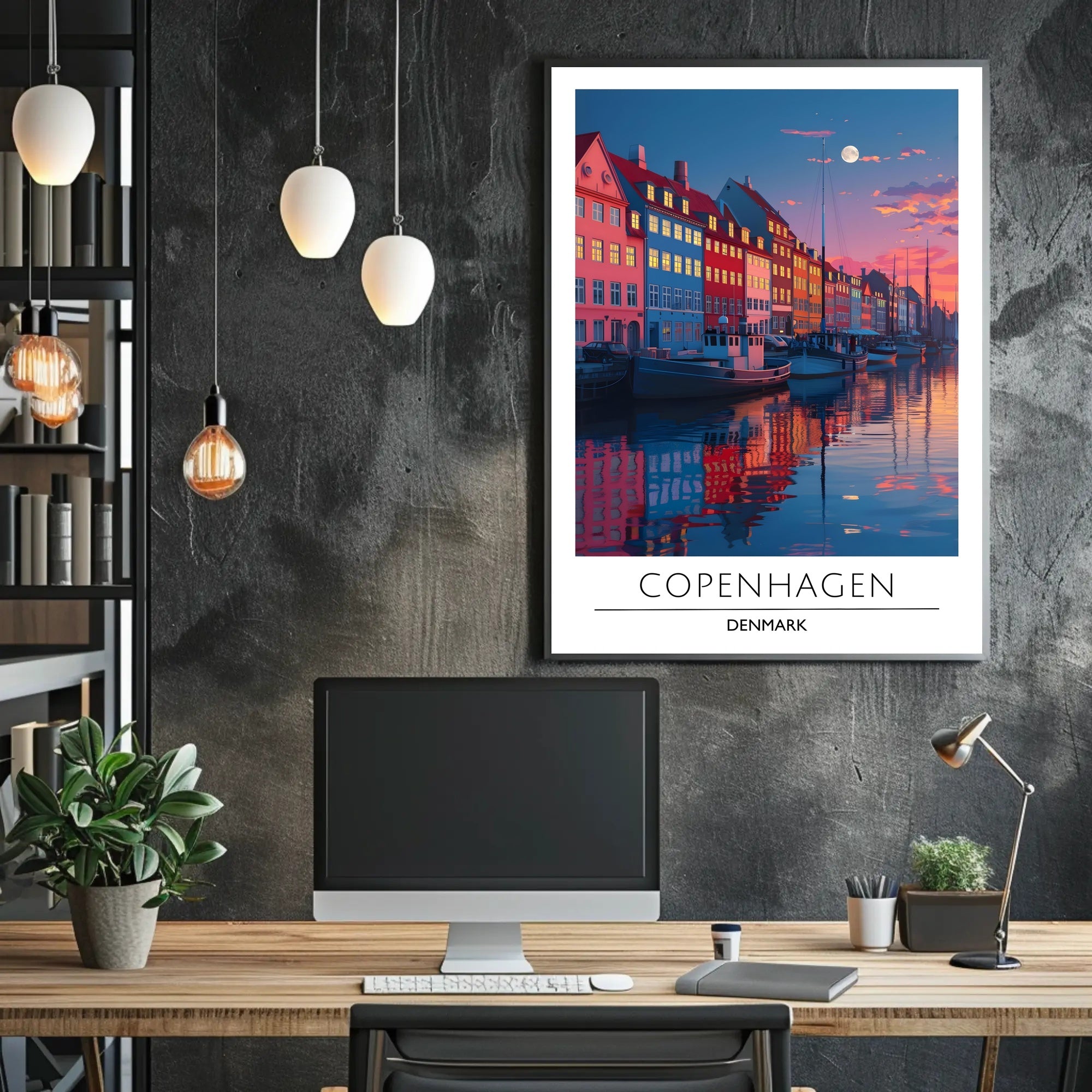 Copenhagen Nyhavn Twilight Scene Urban or Cityscape Poster