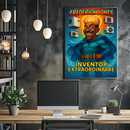 Frederick Jones Superhero Inventor Educational or Infographic Poster PosterGoat