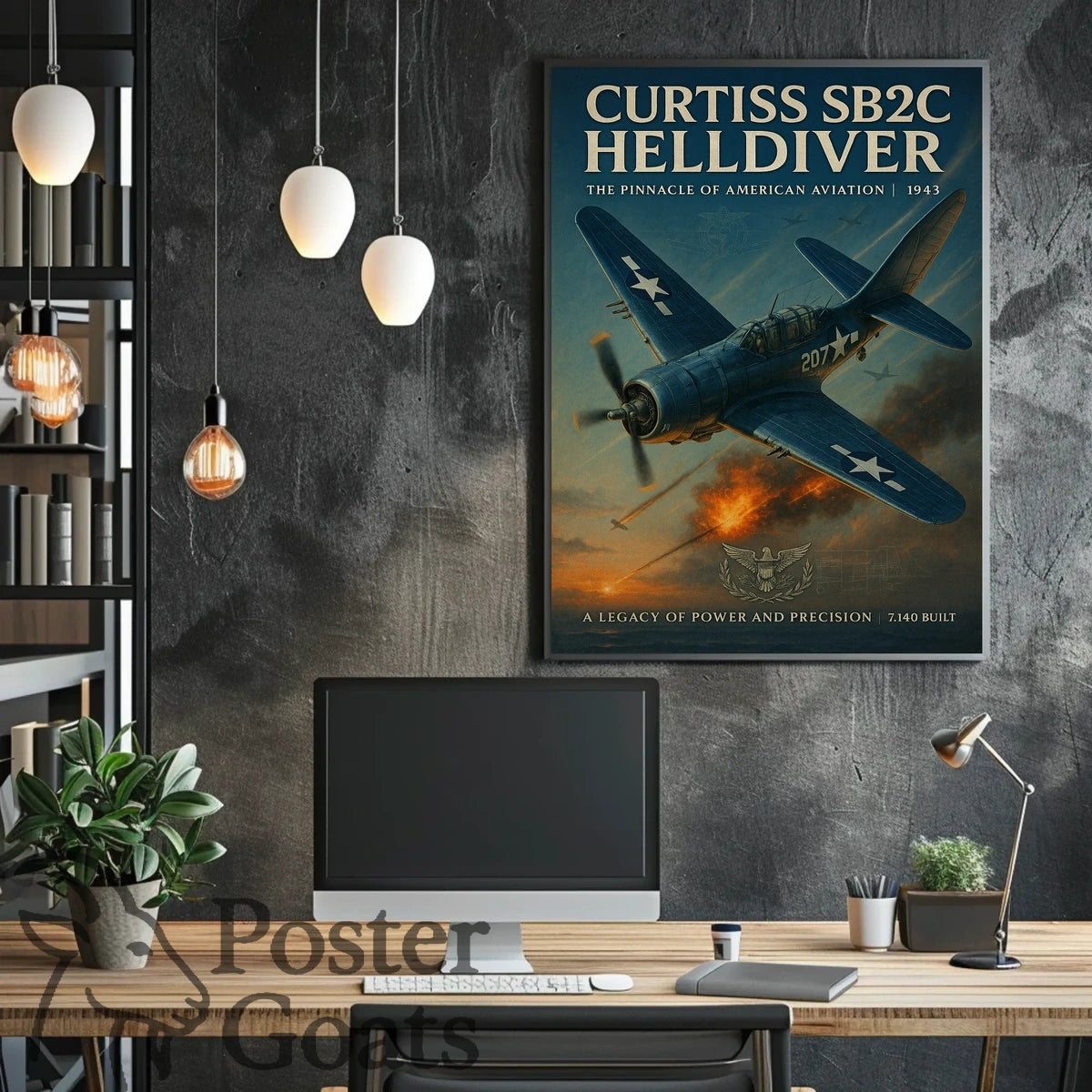 Curtiss SB2C Helldiver Vintage Warfare WWII Poster