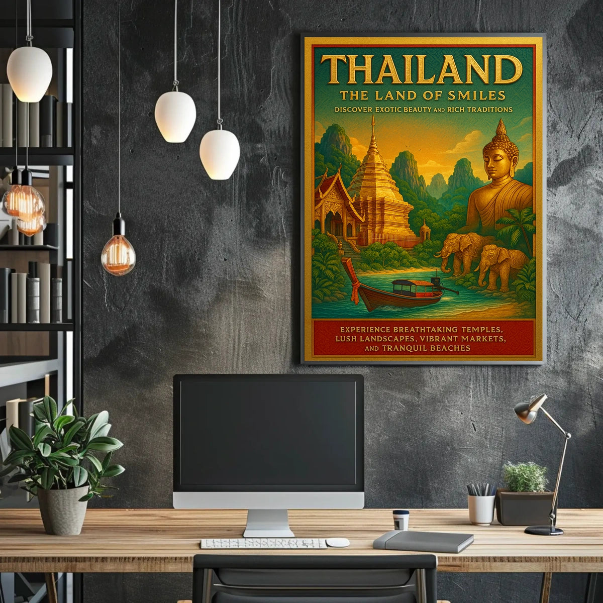 Thailand Travel Landscape Temples Markets Poster