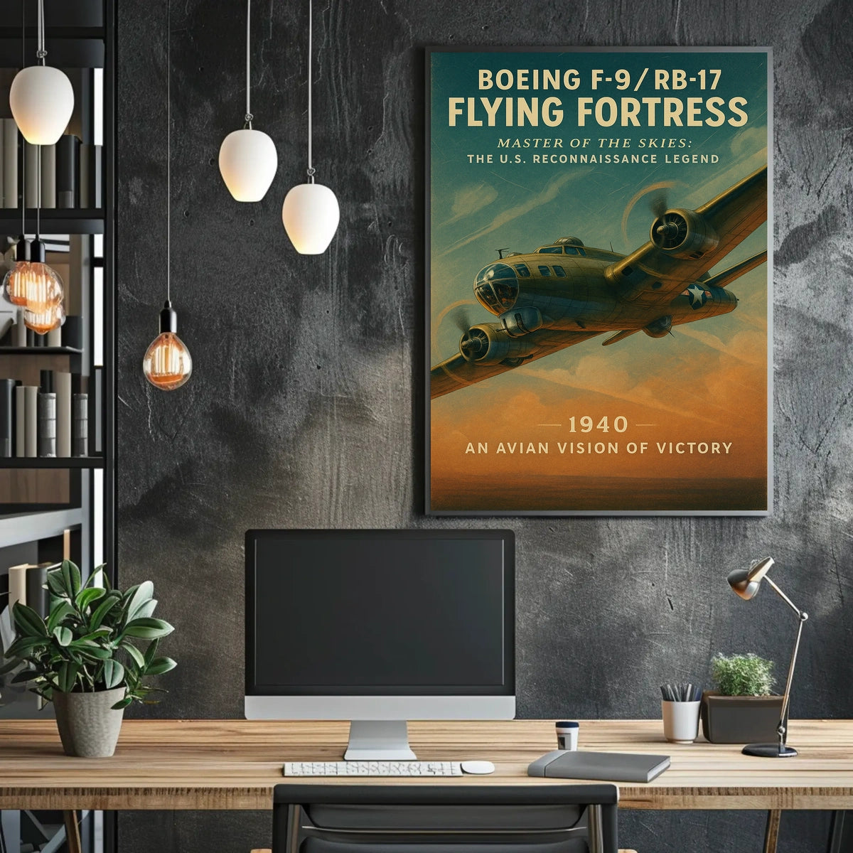 Boeing F-9 Flying Fortress Vintage Aviation Poster