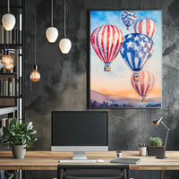 Watercolor Skyline Overhead Hot Air Balloon Festival Poster