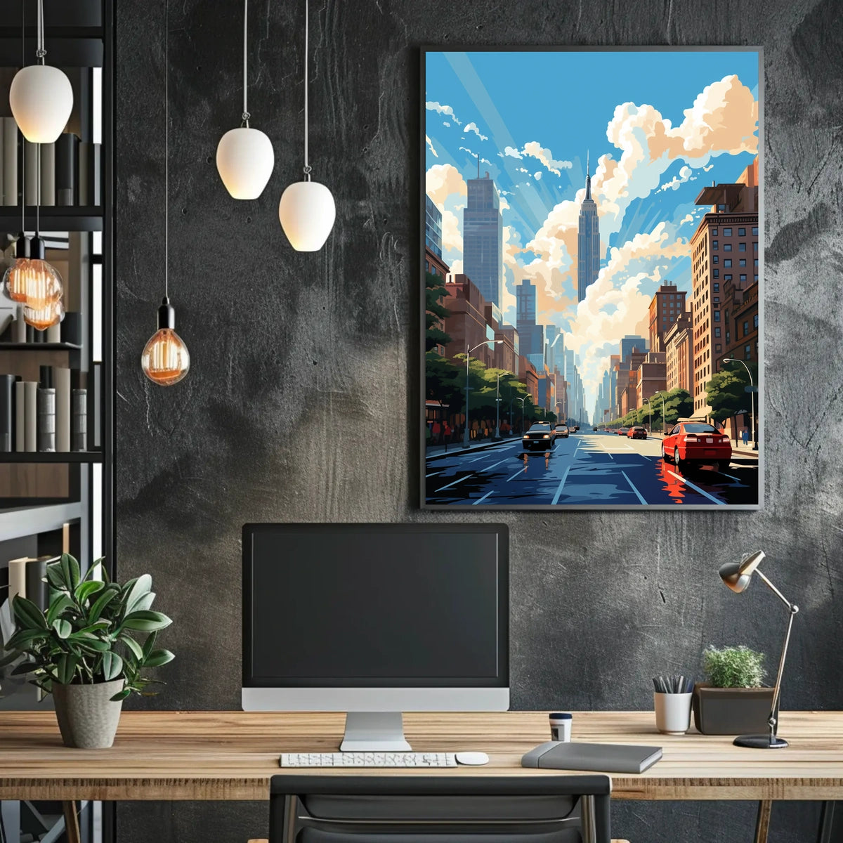 Lively Urban New York Scene Travel Poster