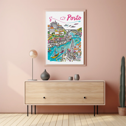 Porto Portugal Historic Riverside Travel Poster