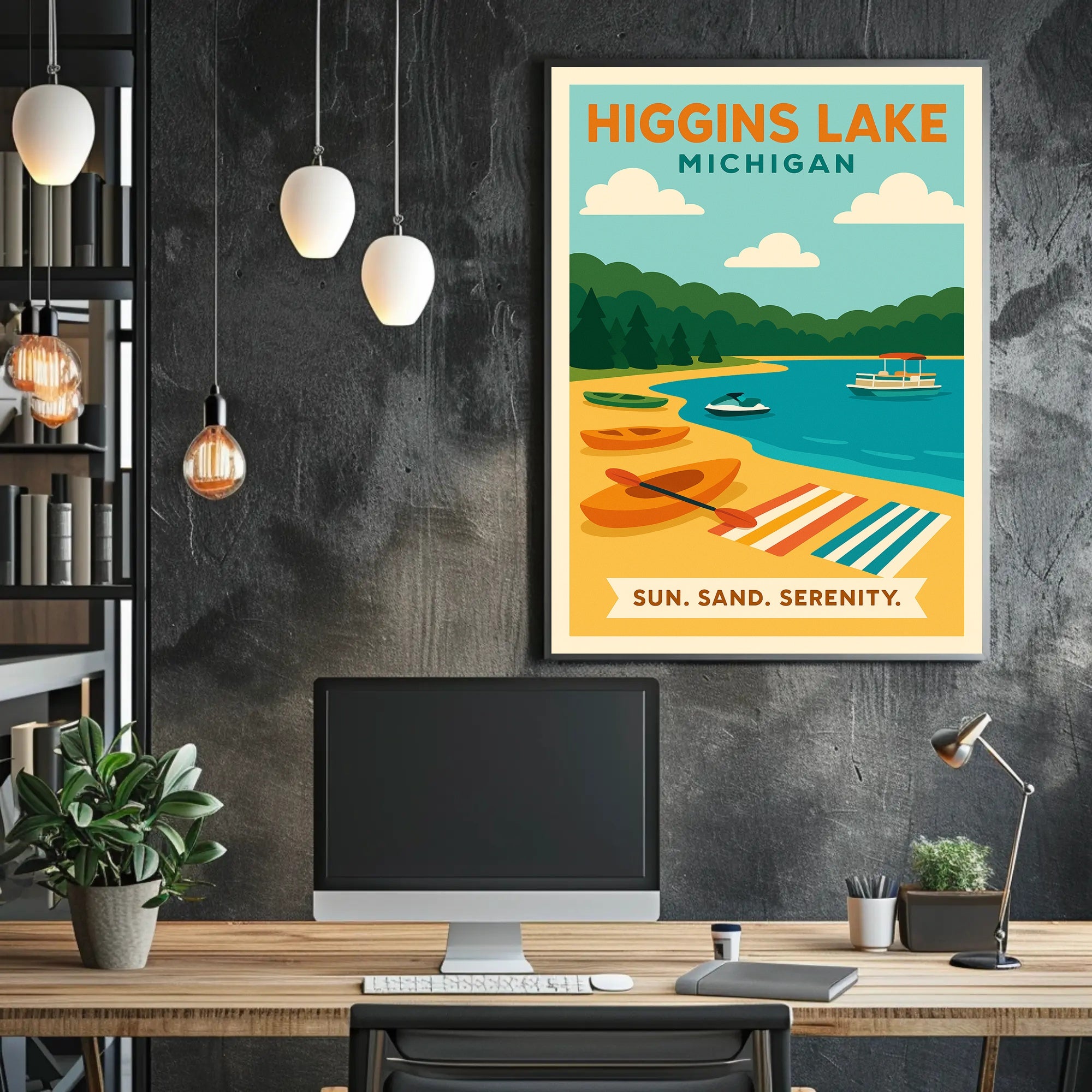 Serene Lakeside Retreat Higgins Lake Travel Poster