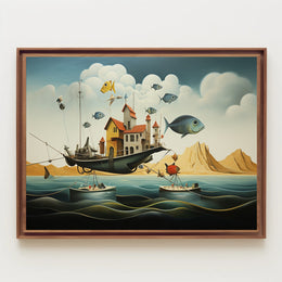 Fantastical Airborne Ship Fantasy Poster