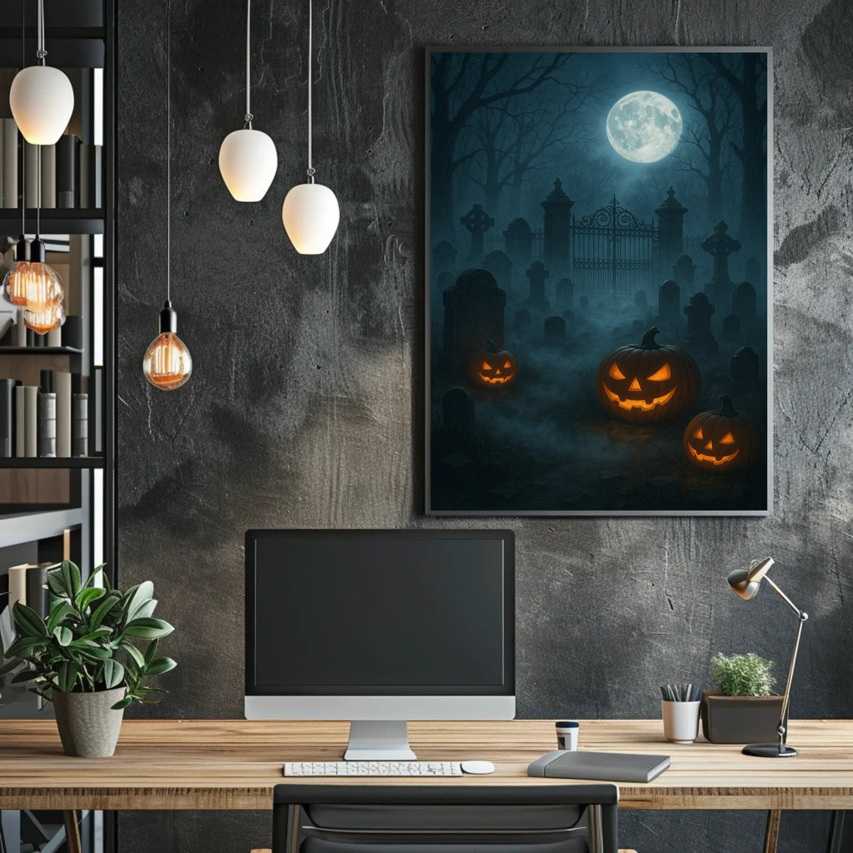Haunted Graveyard Under The Full Moon Poster