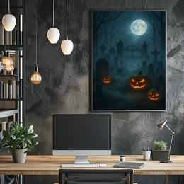 Haunted Graveyard Under The Full Moon Poster