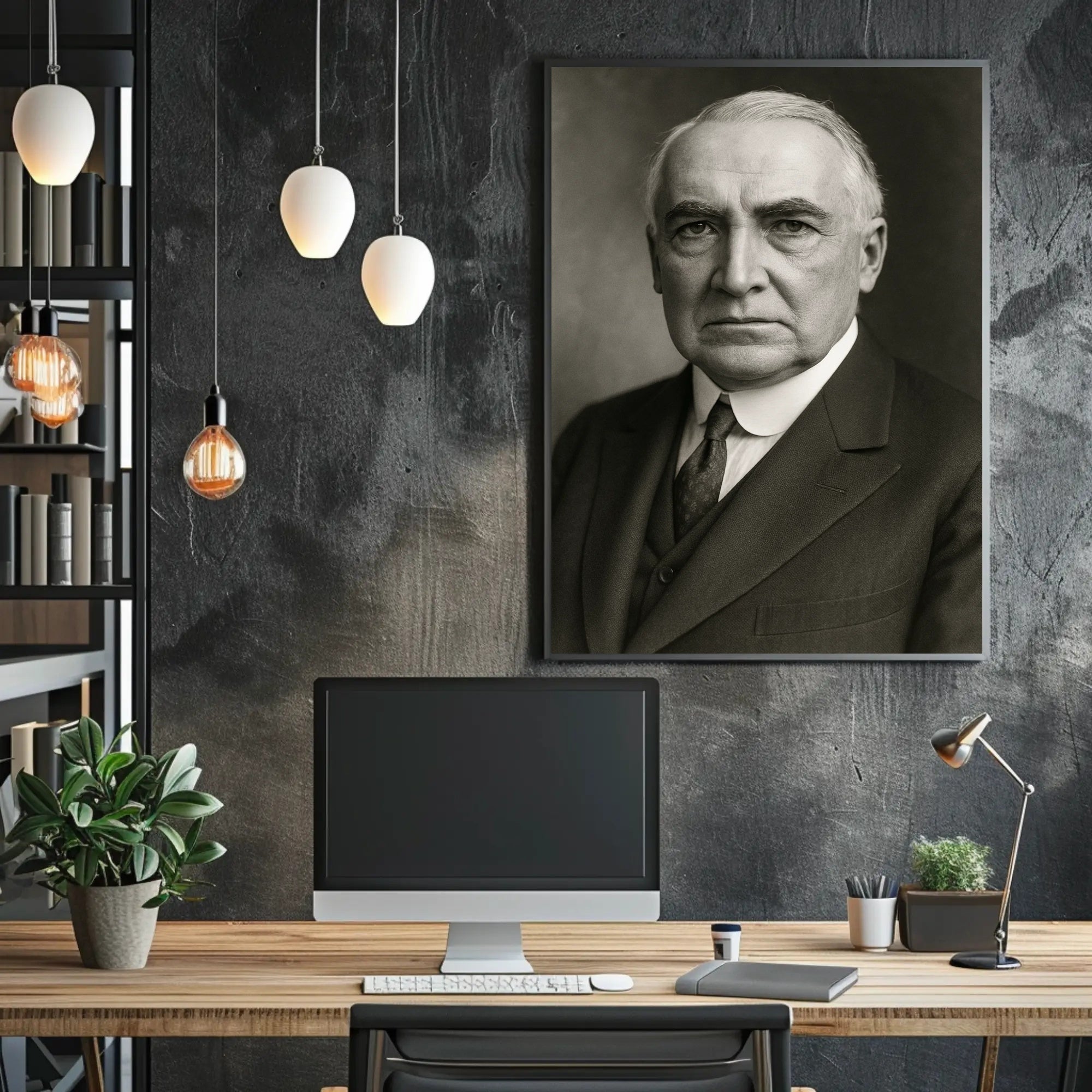 Formal Black and White Portrait: Historical or Presidential Poster