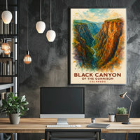 Black Canyon Colorado Scenic Watercolor Art Poster