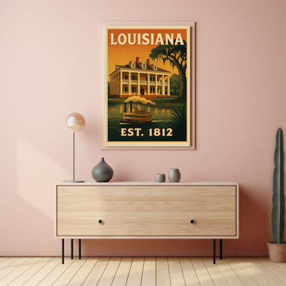 Louisiana Plantation Steamboat Bayou Southern Poster