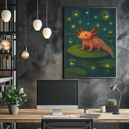 Enchanted Night With Axolotl Poster