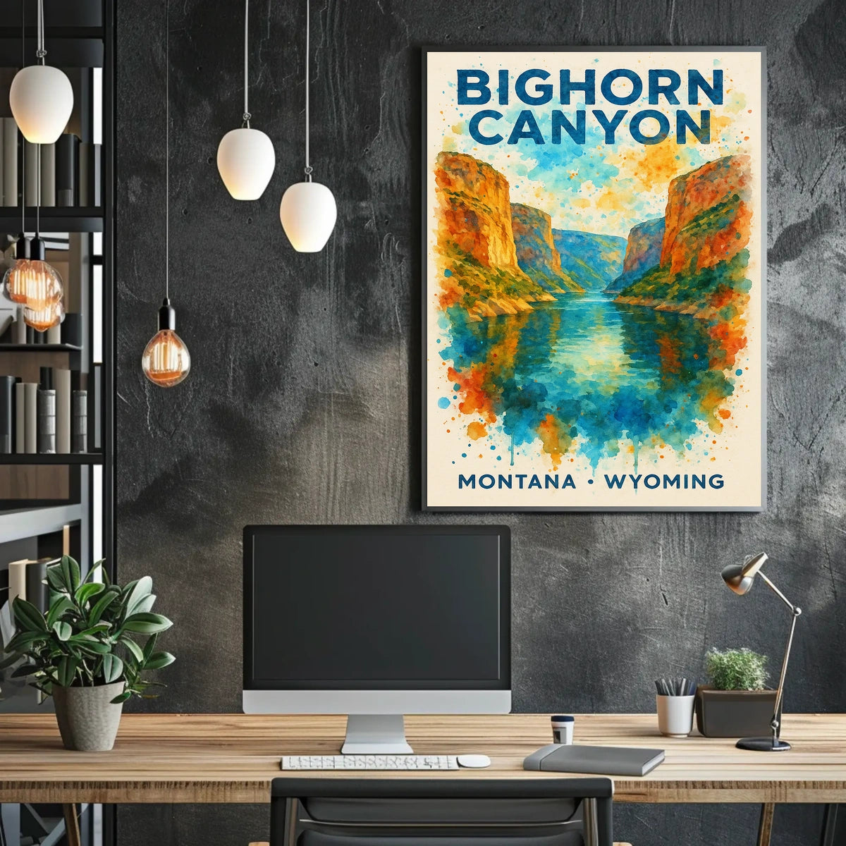 Bighorn Canyon Watercolor Art Poster: Adventure Awaits