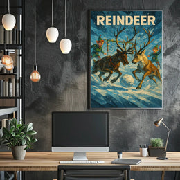 Whimsical Reindeer Winter Wonderland Holiday Poster