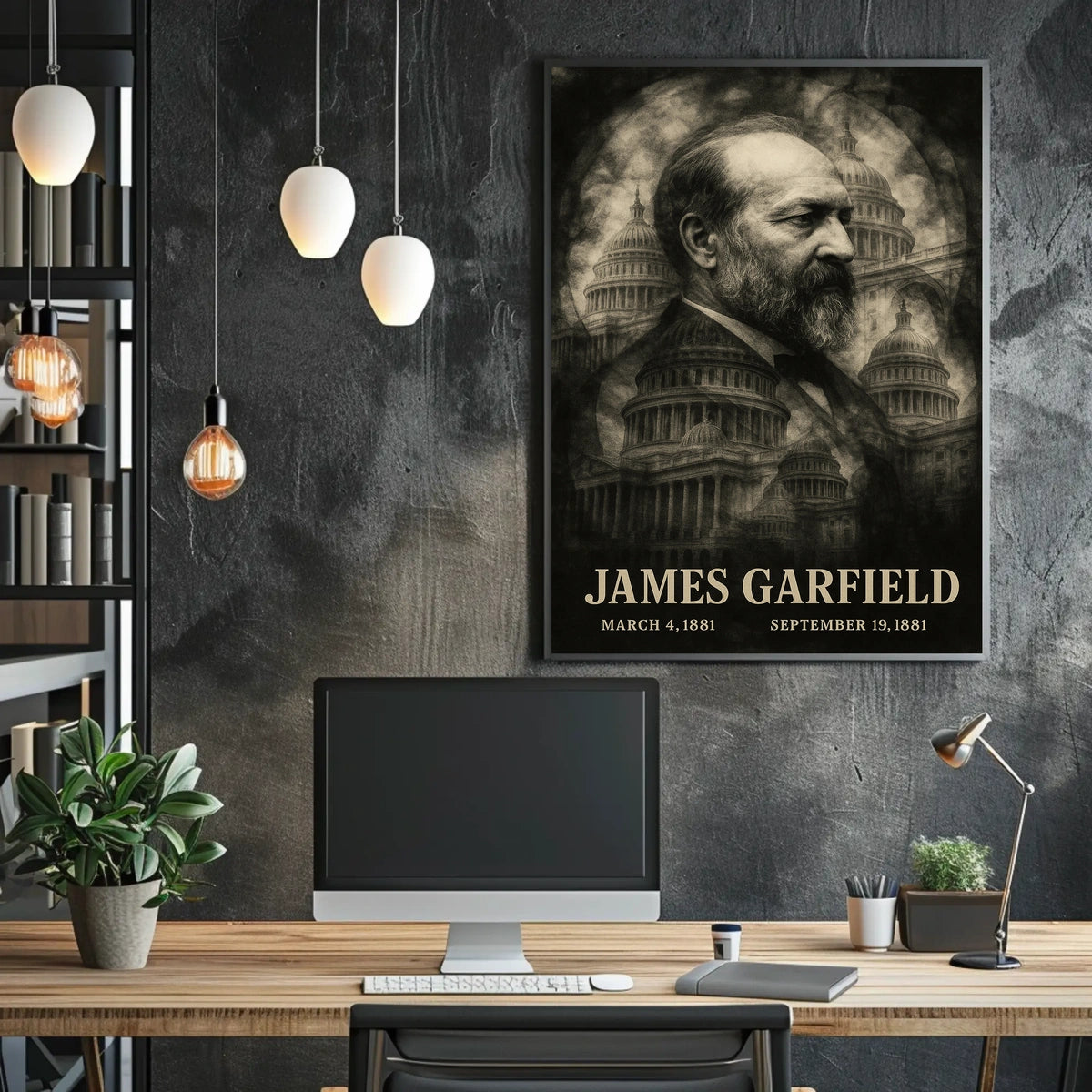 James A. Garfield 20th President of the United States Double Exposure Poster