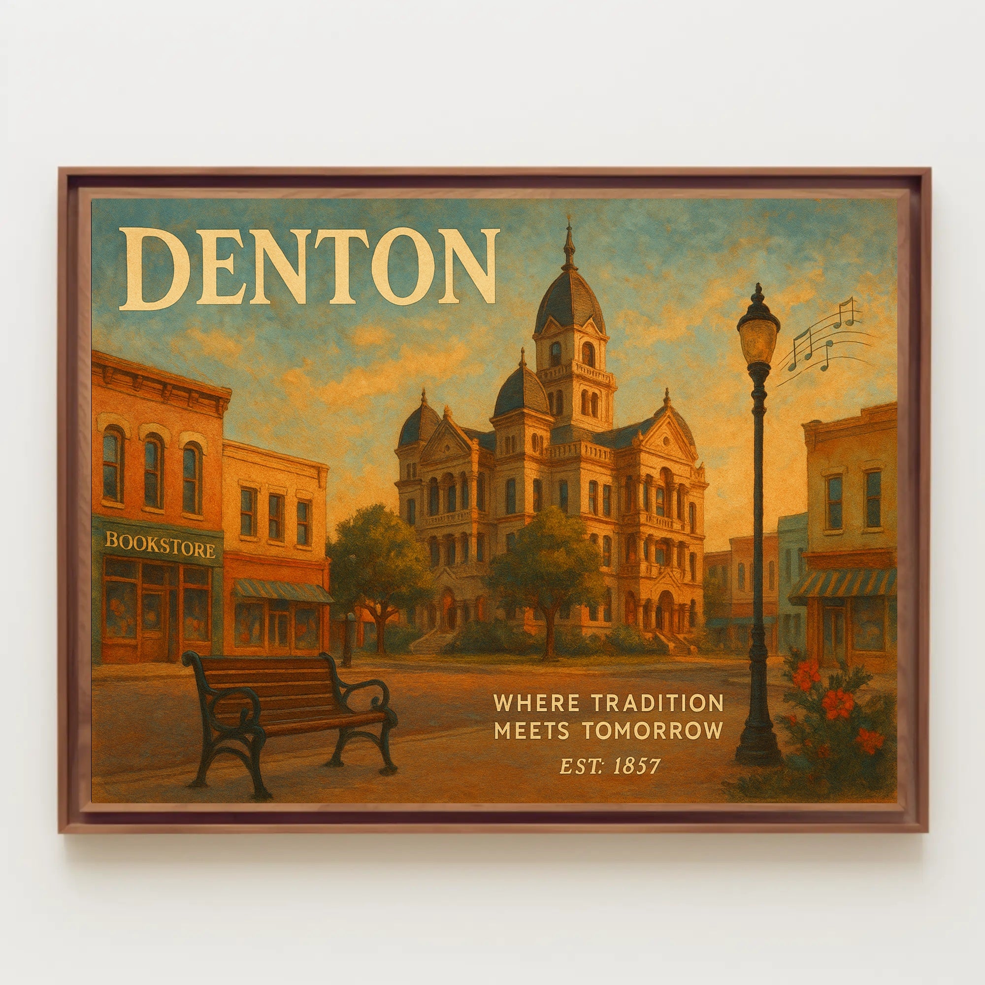 Denton Travel Poster: Heritage Meets Future Art