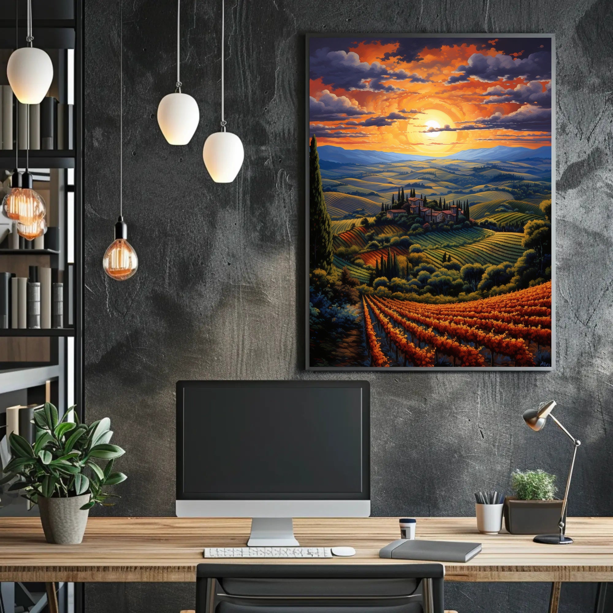Sunset Over Tuscan Hills Poster