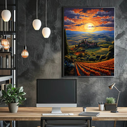Sunset Over Tuscan Hills Poster