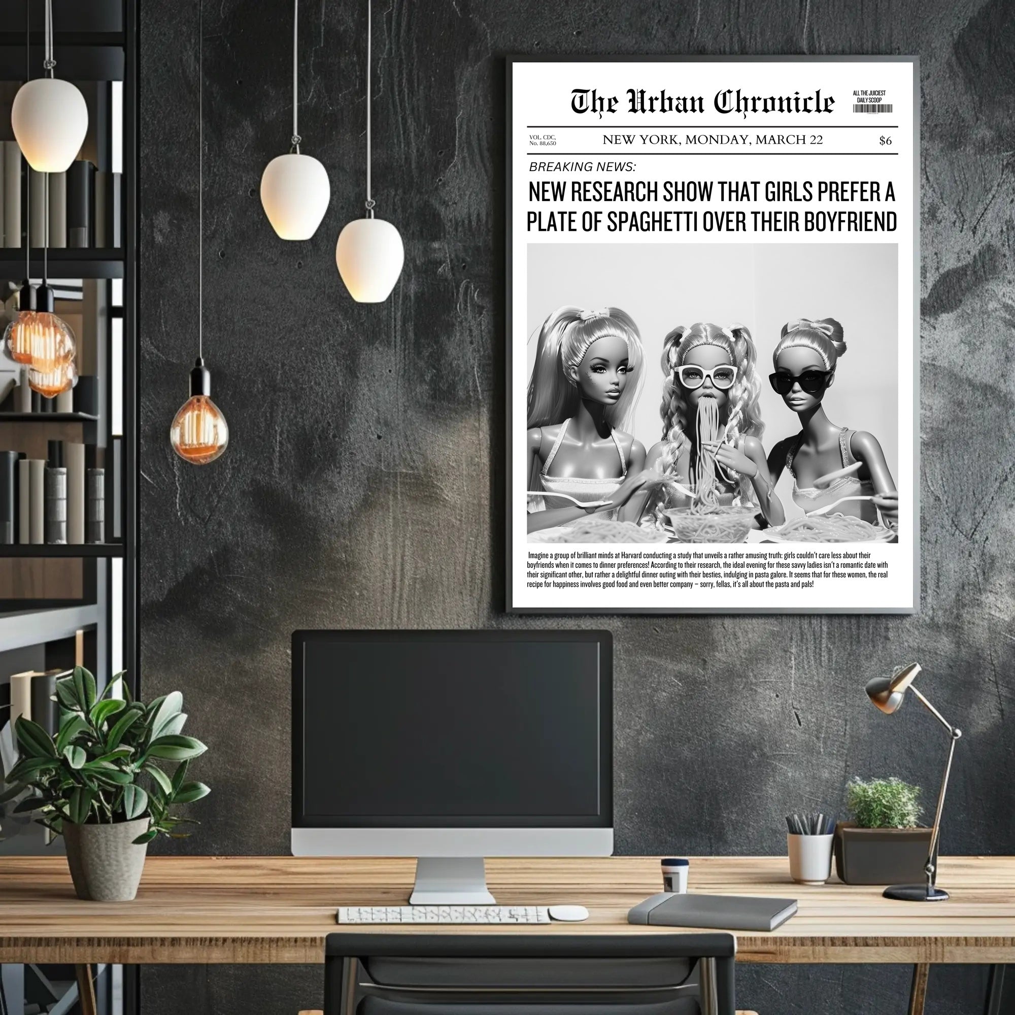 Spaghetti Humorous Satire Vintage Pop Culture Poster PosterGoat