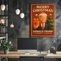 Festive Christmas Greeting Poster with Cartoon Santa Theme