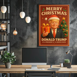 Festive Christmas Greeting Poster with Cartoon Santa Theme