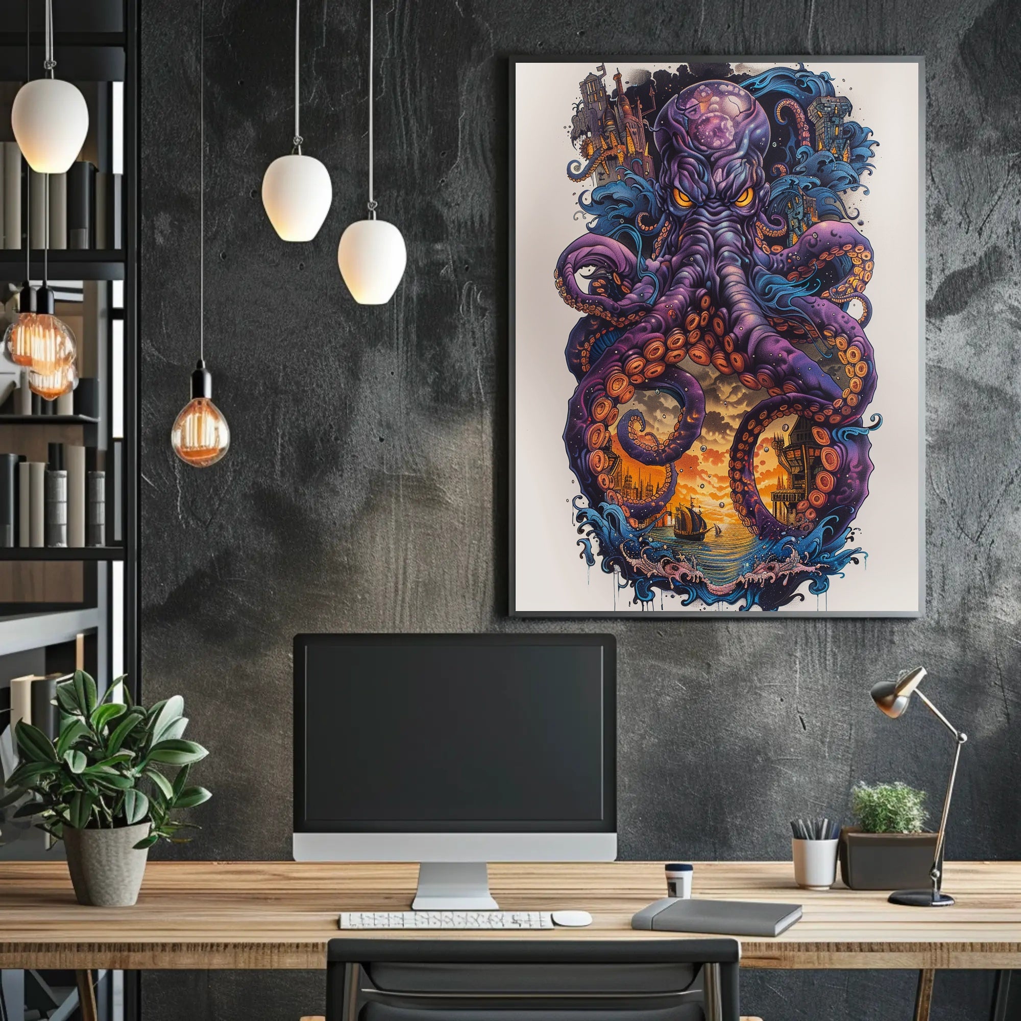 The Enigmatic Kraken Art Print Poster for Home Decor and Wall Art PosterGoat