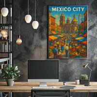 Mexico City Market Scene Poster
