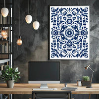 Ornate Blue Pattern Design Poster