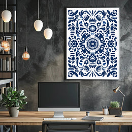 Ornate Blue Pattern Design Poster